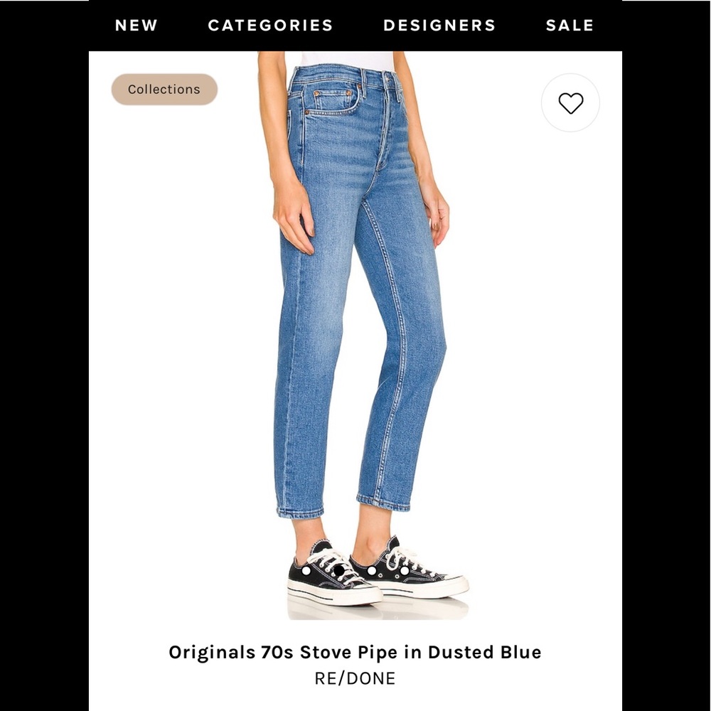 NWT Re/Done 70s Stove Pipe Jeans Dusty Blue